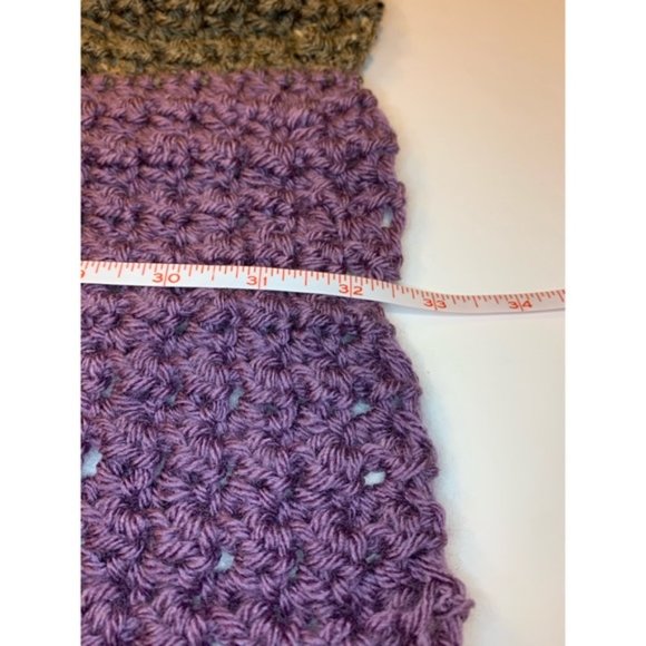 Handmade Homemade Crochet Lap Blanket Throw Blanket Purple Green Grey Brown - Picture 3 of 4